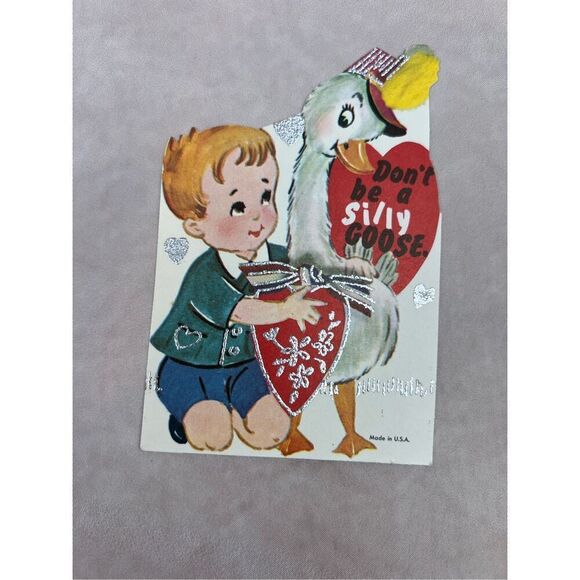 Vintage Valentine’s Day Card Silly Goose Ephemera - Picture 2 of 4